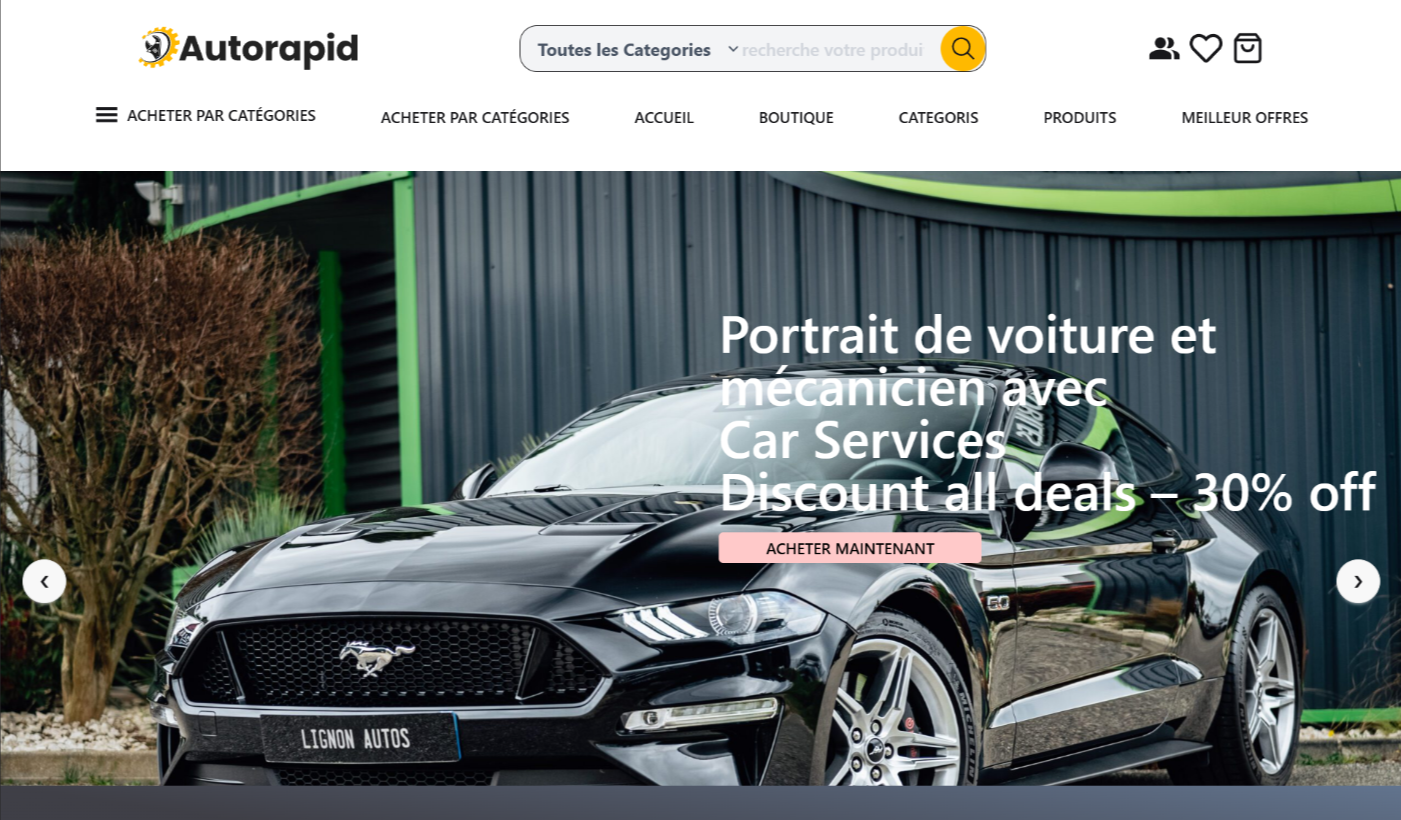 Capture du projet Boutique en ligne - Clone Autorapid