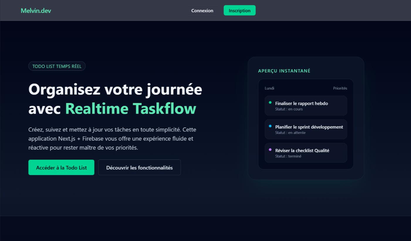 Capture du projet Realtime Taskflow